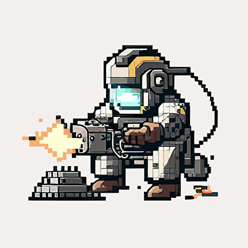 welder , Sticker, Lovely, Muted Color, Pixel Art, Contour, Vector, White Background, Detailed