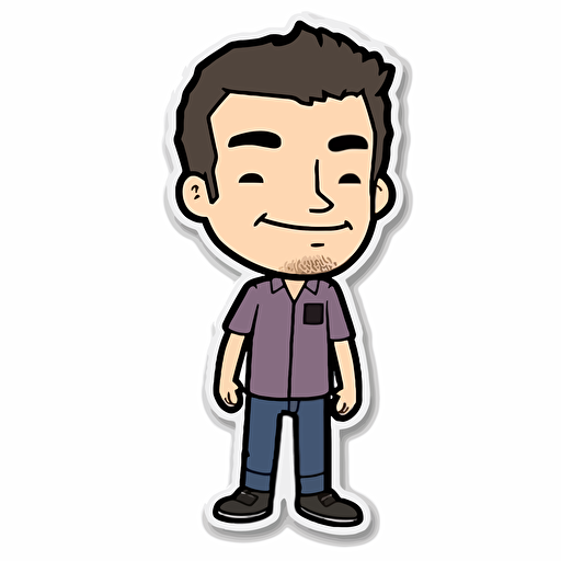 sticker design, super cute pixar Nathan Fielder, vector