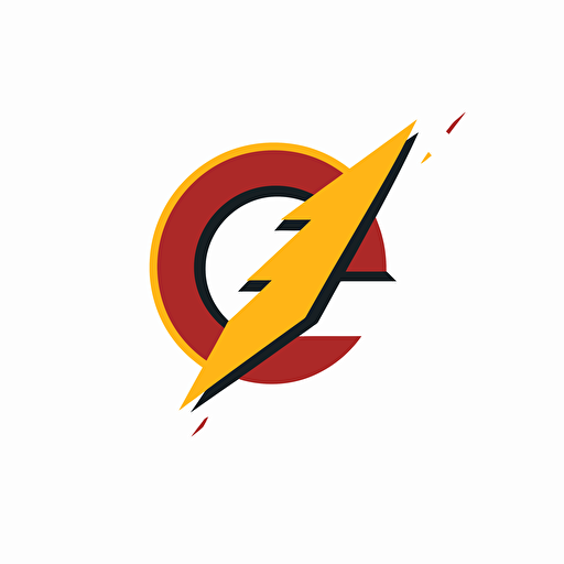simple flat vector of the letter q with a lightning bolt in the middle where all the edges are smooth with a white background