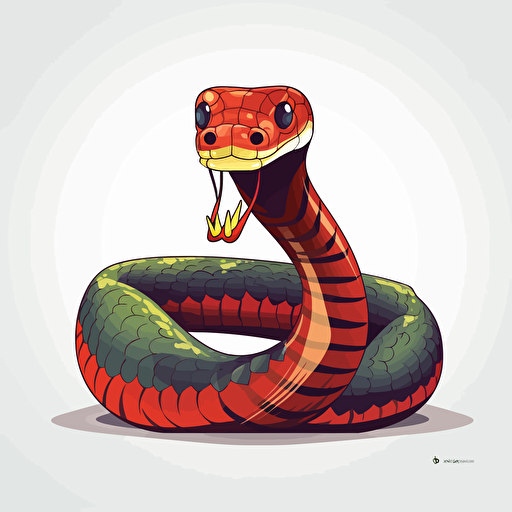 cobra, detailed, cartoon style, 2d clipart vector, creative and imaginative, hd, white background