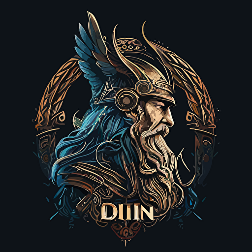 detailed 2D vector logo of Odin