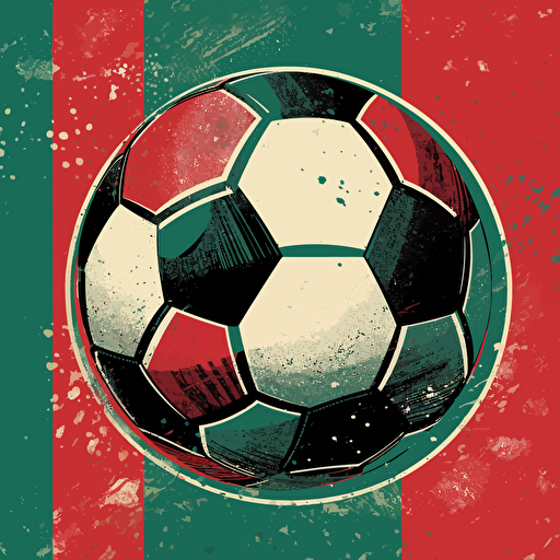football retro poster with few colors red green white black, illustrator, vector hq flat