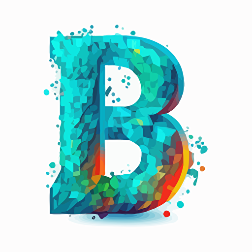 a simple vector logo in 2D of the letter B inclusiones blockchain elementos