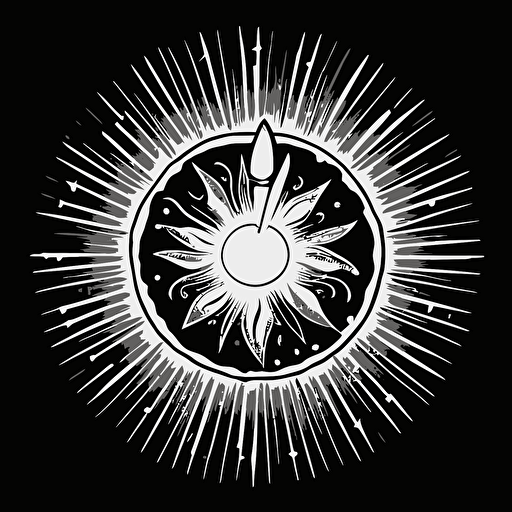 icon, schools of light magic in a circle, hand drawing, sketch, minimalism, vector image