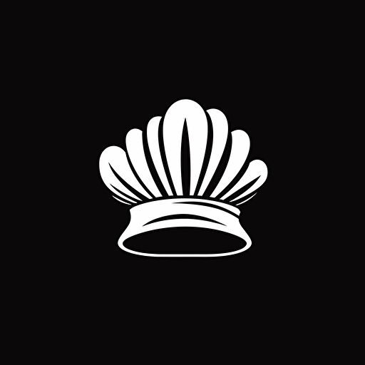 illustration of a chef's hat logo , for a logo of a restaurant , maximun 2 colors, stikert, vector stile , (white, black), white background, v5