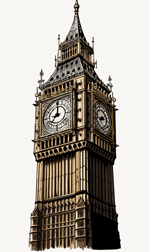 big ben, vector sticker style, white background, epic,