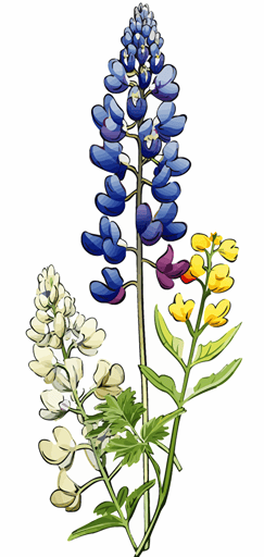 2d colorful single bluebonnet black outline transparent background vector