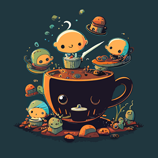 fun tea time in the mid-morning, vector illustration