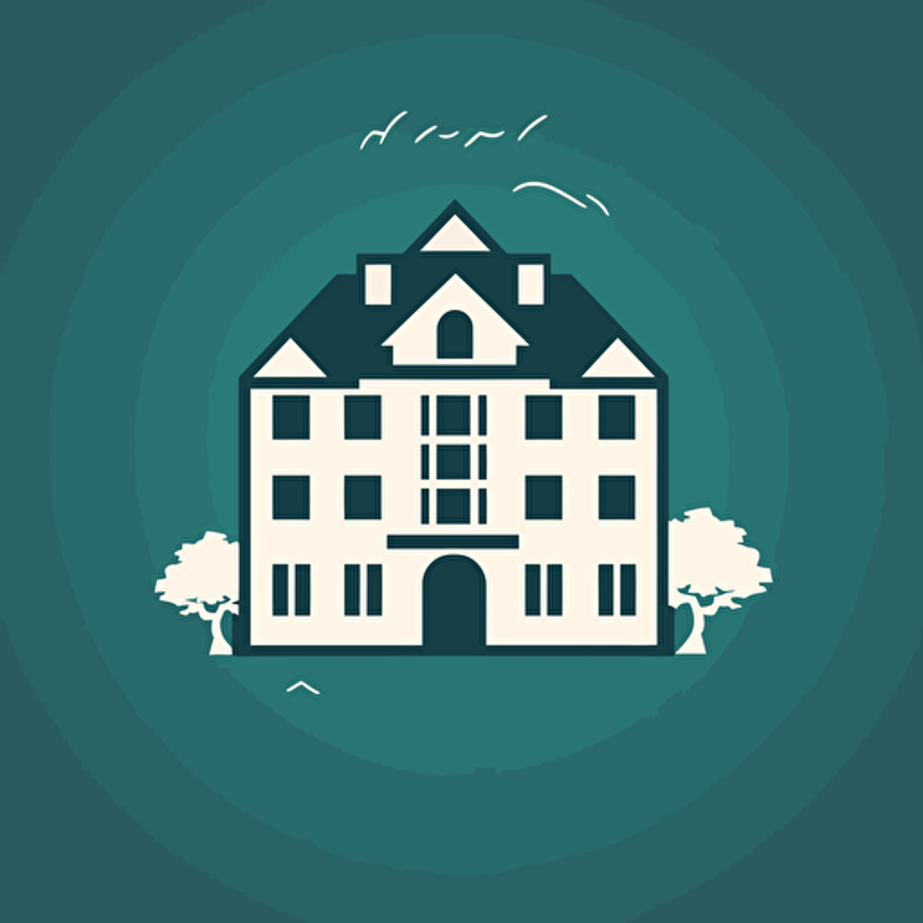 create a simple real estate logo, vector style, big house