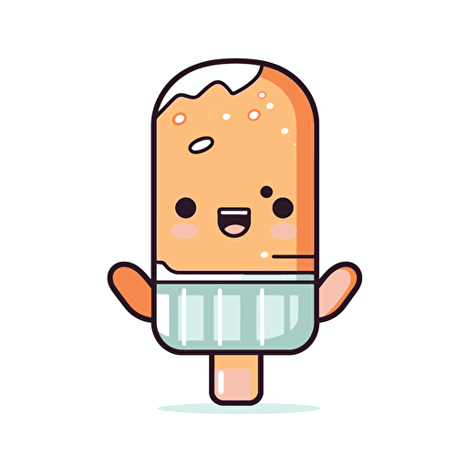kawaii popsicle, detailed, cartoon style, 2d clipart vector, creative and imaginative, hd, white background