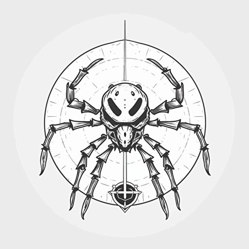 an easily-scalable logo image for an AI company of an araneus spider on a sword, black and white, vector, 2d, minimalistic, cyberpunk, award-winning