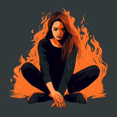 bonfire, casual leggings design, dark and gritty, 2d, vector, flat