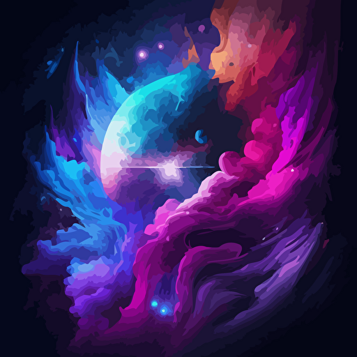 wallpaper del espacio, nebulosas, vectorial, psicodelico, fucsia y azul