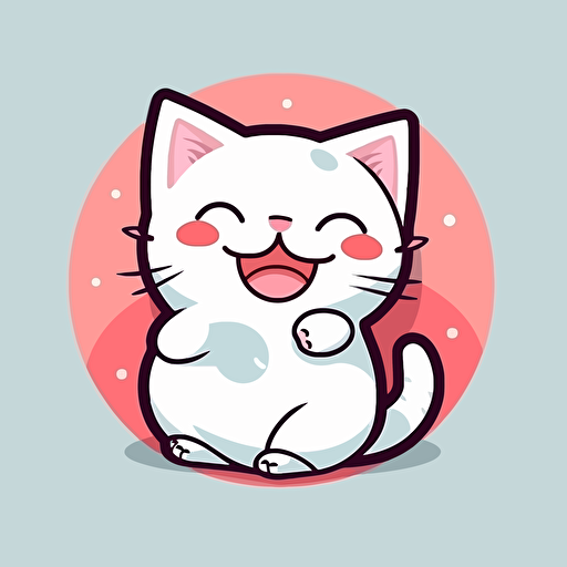 cute cat, vector flat, 2d, sticker, cartoon