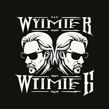 in white only. The logo style looks like holding a pair of sunglasses killer pistols to suit only the white and black background. The appearance of holding a pair of pistols Matched with a black background Matching the style of the game Witcher style 3 logo style Without letters Witcher protagonist sunglasses Simple Casino Eat and play Twin pistols are cool and as simple as possible White vector logo style