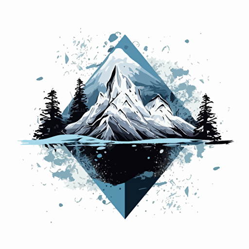triangle mountain vector, two colors, ice blue and black, vector,