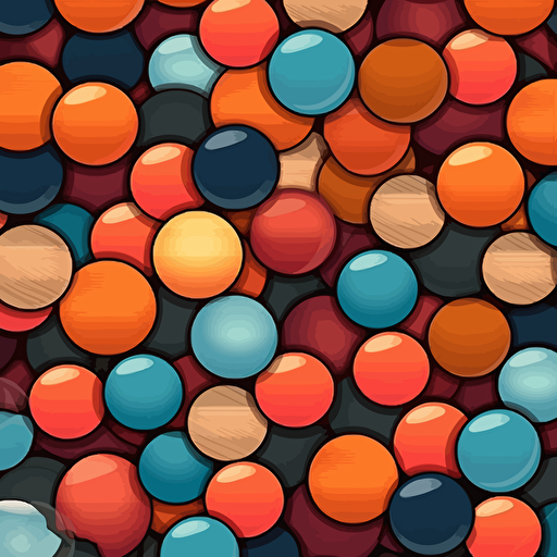 illustration,assorted group of colored wooden balls, korean style, pop art, flat art, vector art
