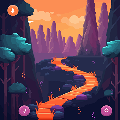 game ui for a mobile casual platformer, bright colours, cartoon style, vector style, infinite runner