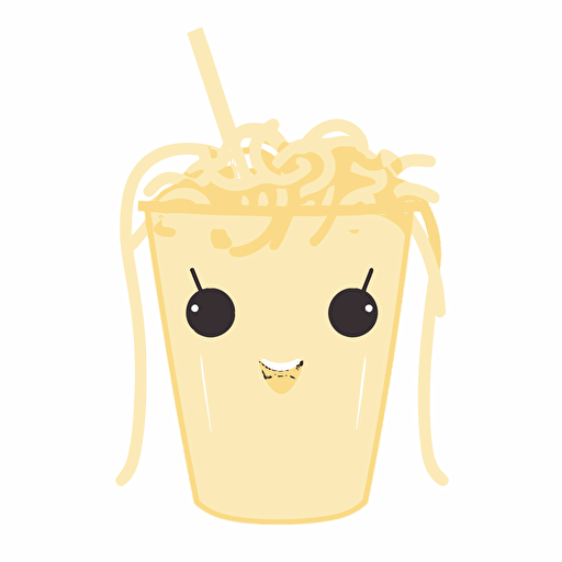 Kawaii straw cute, flat, 2D, vector, 16 colors, white background, in anime chibi style