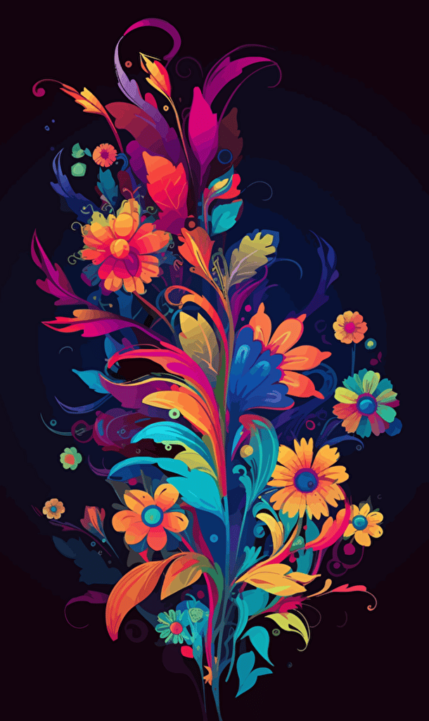 fantasy flowers abstract and colorful, vector.