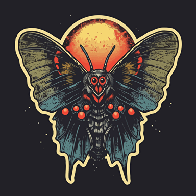 Mothman,Horror, VHS Horror,VHS,80s, Sticker, 80s horror comic art, Vector,