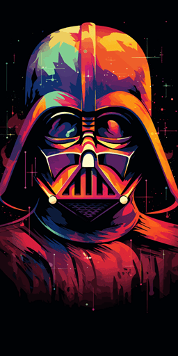 Darth Vader , vector gradient, hand drawn illustration