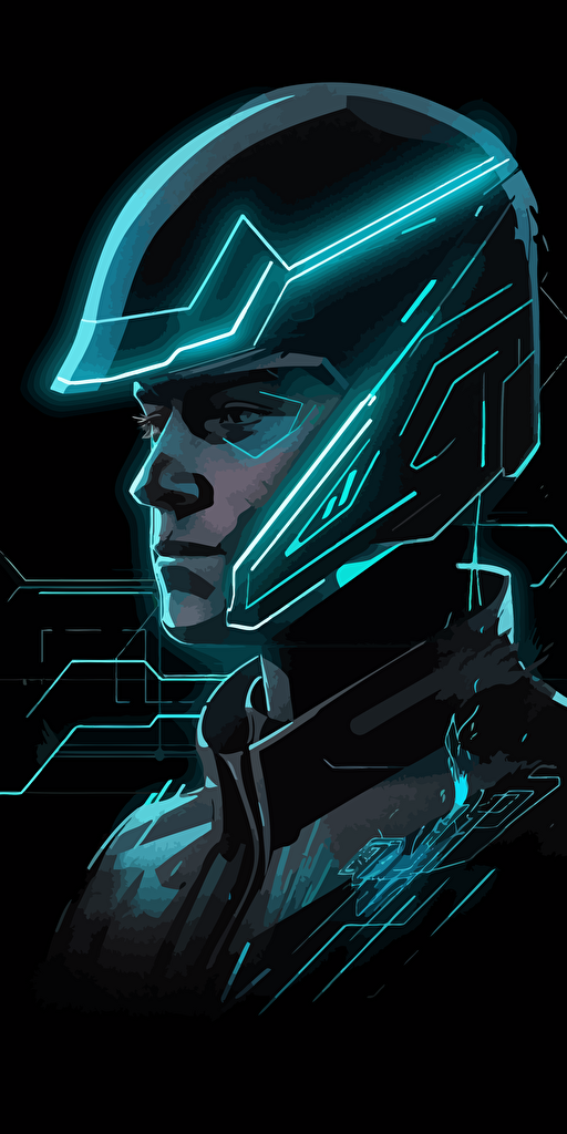 a close up of a lashunta wearing a space helmet, cyberpunk art, inspired by Tom Whalen, handsome humanoid, thin gray antennas, vector artwork, martin ansin