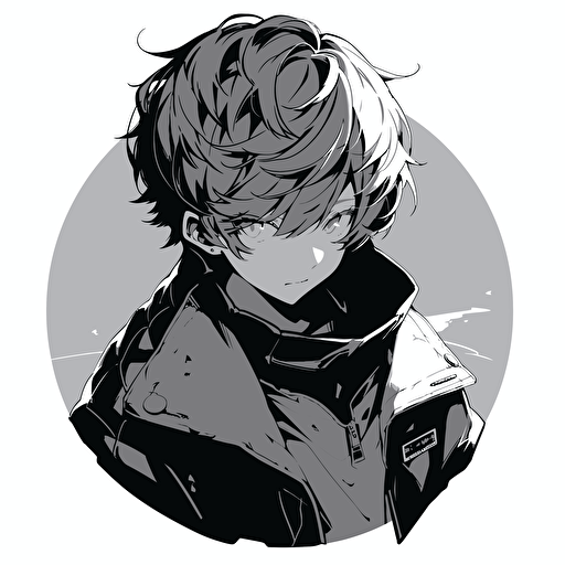 A monochromatic boy icon, using grayscale tones and a pop of color to create a visually engaging and stylish design, vector illustration,