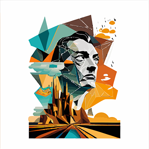 2d vector illustration abstract geometric style recreation of dali's the persistance of memory