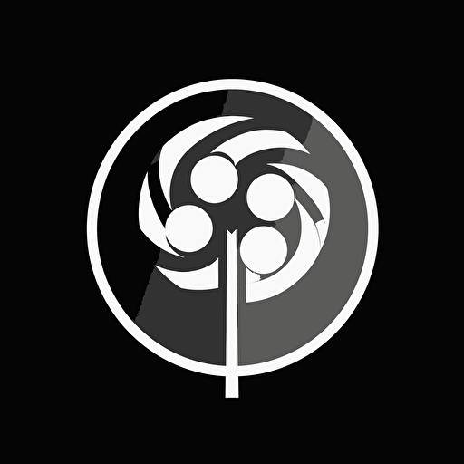 simple, sharp, modern, iconic logo of lollypop, white vector, on black background