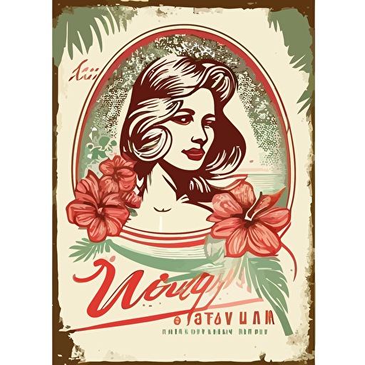 mothers day card art on white background vintag california 5x7 Vector