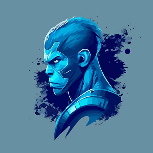 create a blue space monkey warrior, modern minimalist iconic vector logo