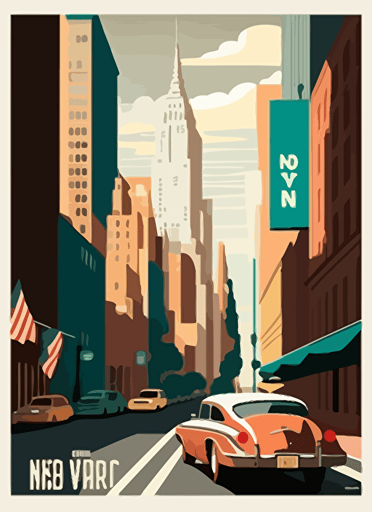 new york city travel poster, Vector flat illustration