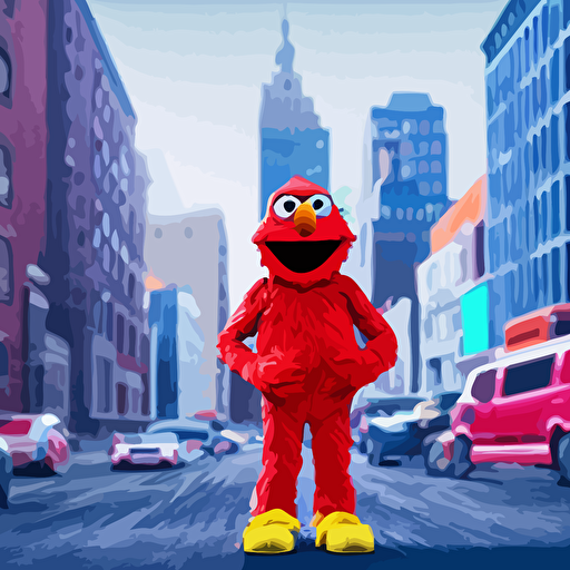 elmo sesame street dressed rapper new york city highly detailed 4 k moody lighting 90 vibe 3d render octane redshift 8k