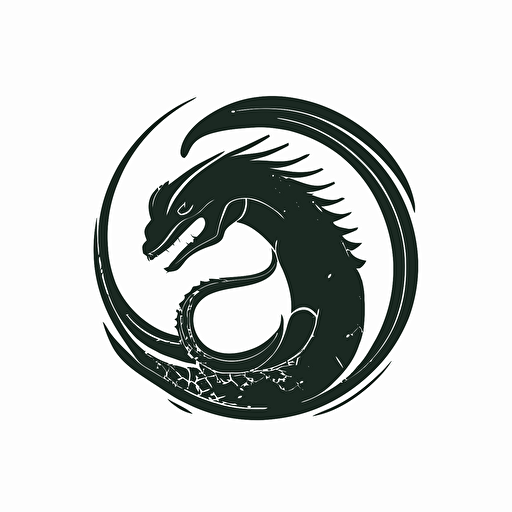 Minimalist iconic logo of sea serpent vector, on white background