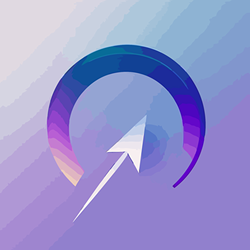flat vector logo of circle with an arrow on it, blue purple gradient, simple minimal, by Ivan Chermayeff