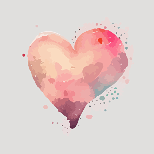 A very cute watercolor heart, less detailed, minimalistic, soft colored, icon, pink, valentines day, vector illustration, card, isolated transparent background