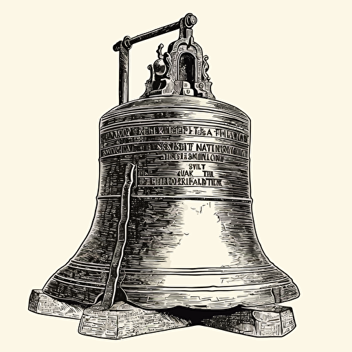 The Liberty Bell, detailed pen and ink drawing, vector illustration