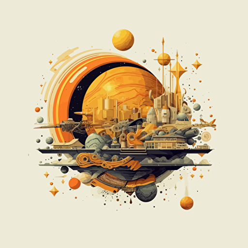 Letter S :: cosmic elements, spaceship, and stars:: vector futuristic style ar 3:2