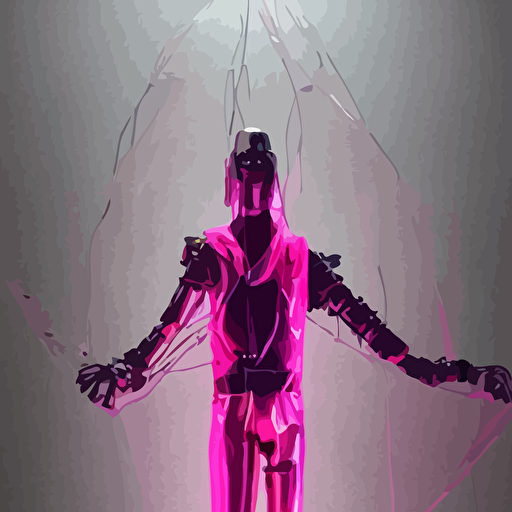 body baroque bladerunner style pink neon chrome statue muscular handsome pale priest robot god humanoid wearing  silk cloak sim roupa posing like falling model suspended ceiling wire cables glowing peach face street hoody red steampunk lasers emeralds swirling silver silk fabric futuristic elements oozing glowing liquid length view space robots human skulls throne bones intricate artwork caravaggio trending artstation octane render cinematic lighting right hyper realism octane render 8k depth field 3d