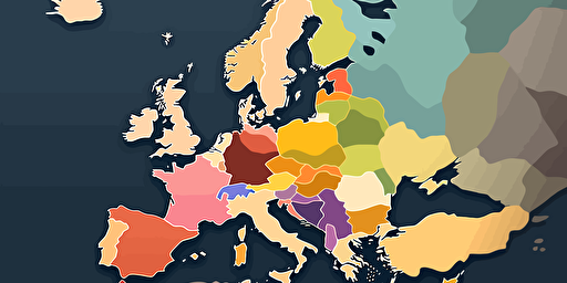 vector factual map of Europe, each country in a different colour,