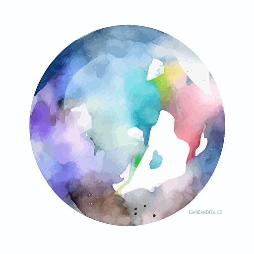 vector logo of globe, watercolor painting by Norman Ackroyd, deviantart, white background