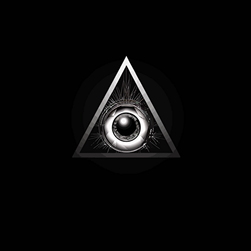 eye in an equilateral triangle the sign of the Illuminat, vector image, minimalism, black and white colors