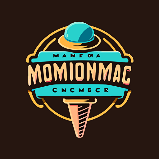 monochoromatic simple ice cream company logo in a sci-fi font retrofuturistic style, wes anderson style, logo vector