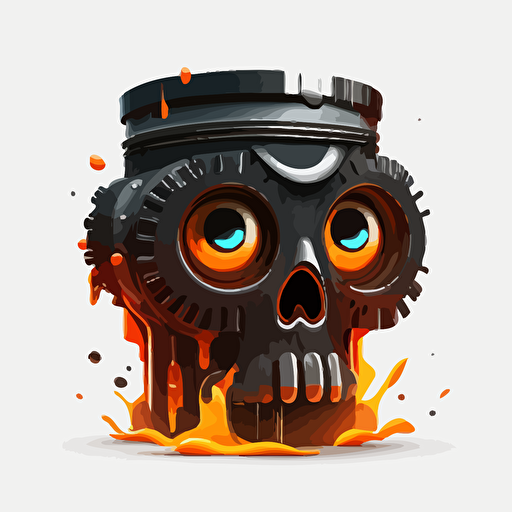 a piston vector, with eyes and fire animation, illustration, no background png