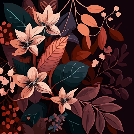 background design pattern leafs and flowers bubblgum colorscheme, vector