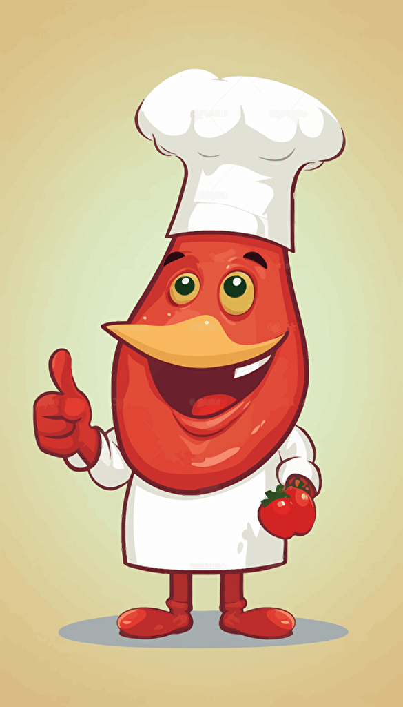 cartoon chef chili pepper wearing chef hat holding up thumb stock vector, in the style of the helsinki school, visual puns, animated gifs, stock photo, highly detailed, light red, cultural references