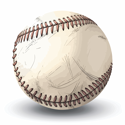 baseball ball, correct stictches, vector, oultines only, no shadow, no shading, flat 2d, white background