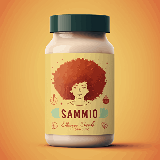 create a flat label design for shampo for curly hair, vector