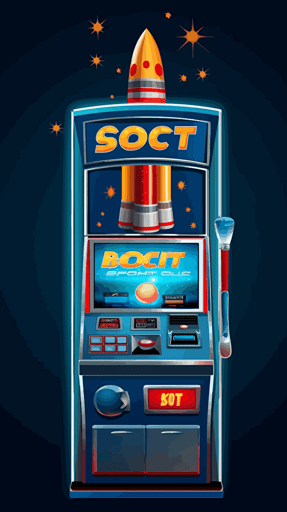 slot machine rocket, blue, vector